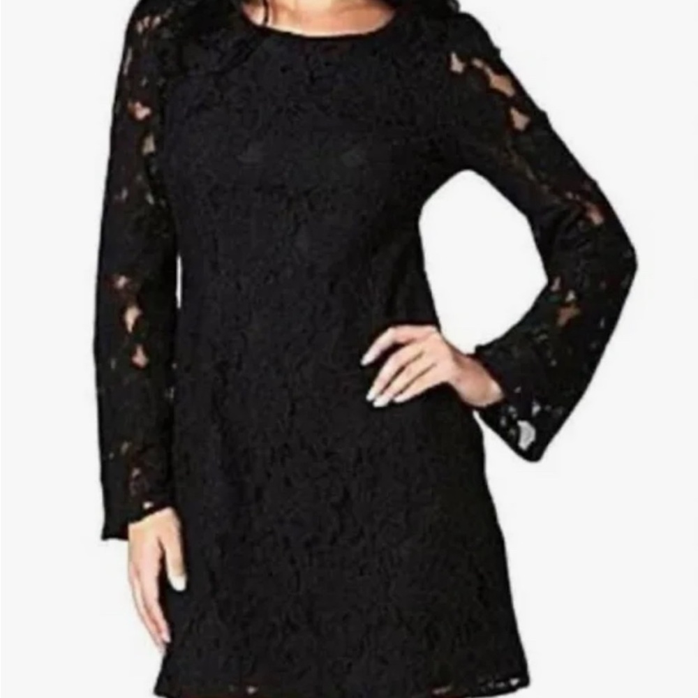3/$30 EUC Medium MM Couture Black Lace Long Sleeve Dress